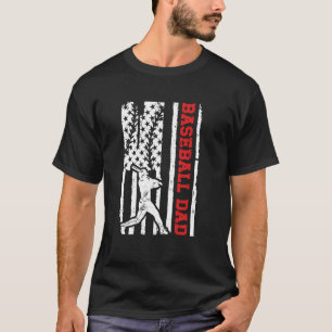 Baseball Dad Of A Baseball Player Father US Flag T-Shirt