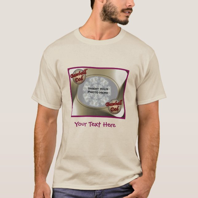 Baseball Dad Photo Frame Personalised T-Shirt (Front)