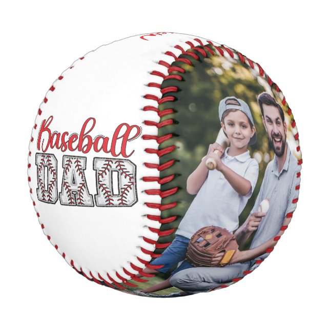Baseball Dad Red Custom Name modern 2 Photo  (Angled)