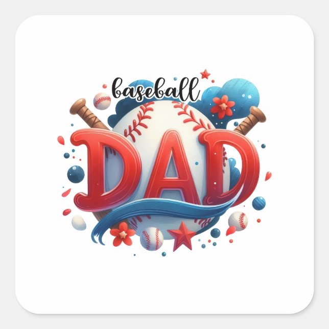 Baseball Dad Square Sticker (Front)