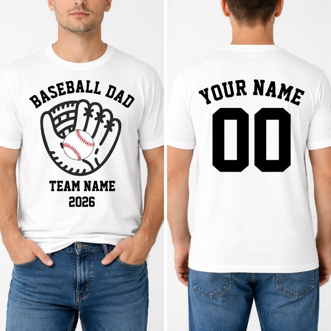 Baseball Dad Team Custom Name Number  T-Shirt (Baseball Dad Team Custom Name Number T-Shirt)