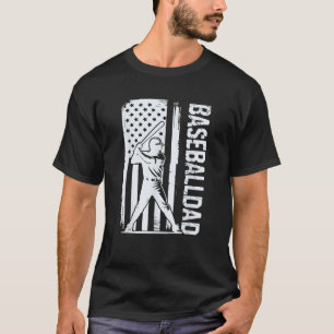 Baseball DAD USA American Flag Father s Day 4th of T-Shirt