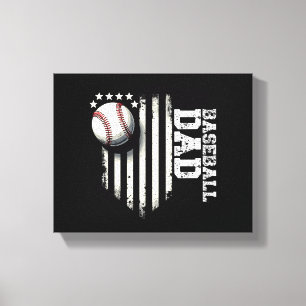 Baseball DAD USA American Flag Fathers Day 4th of  Canvas Print