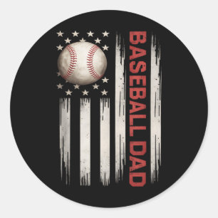 Baseball Dad Usa American Flag Fathers Day 4th Of Classic Round Sticker