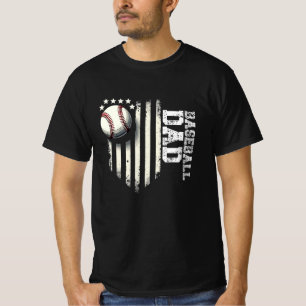 Baseball DAD USA American Flag Fathers Day 4th of  T-Shirt