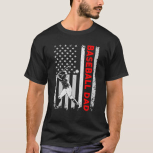 Baseball Dad Usa Flag Daddy Papa Vintage Retro Fat T-Shirt