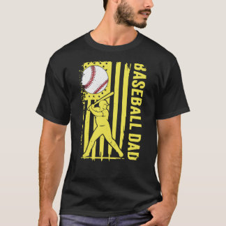 Baseball Dad USA Flag T-Shirt
