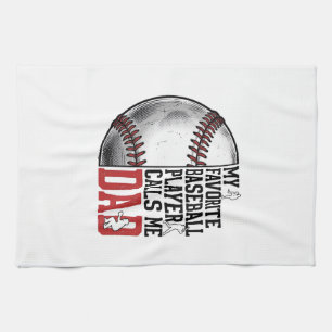 Baseball Dad Vintage Engraving Graphic T-Shirt_1 Tea Towel