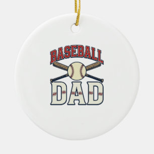 Baseball Dad Vintage Engraving Shirt Design_1 Ceramic Tree Decoration