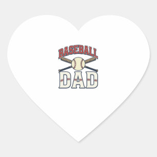 Baseball Dad Vintage Engraving Shirt Design_1 Heart Sticker