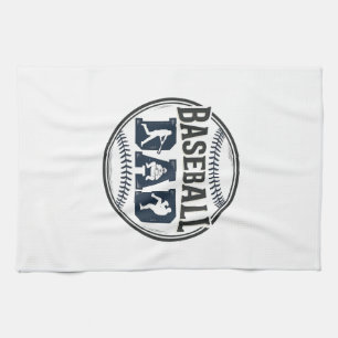 Baseball Dad Vintage Engraving Shirt Design_1 Tea Towel