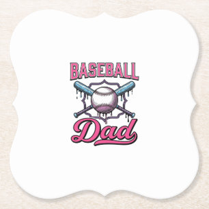 Baseball Dad Vintage Engraving T-Shirt Design (2)_ Paper Coaster