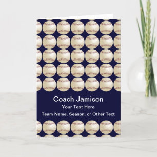 Baseball Dark Blue Card for Coach, Blank Inside