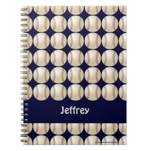 Baseball Dark Blue Personalised Notebook