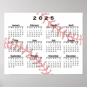 Baseball Design 2025 Calendar Poster