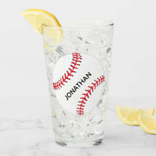 Baseball Design Drinking Glass