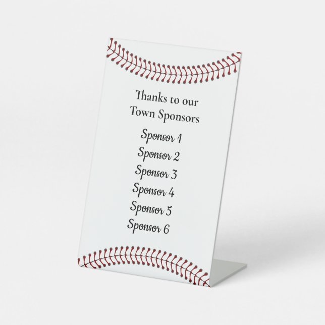 Baseball Design Pedestal Table Sign (Front)