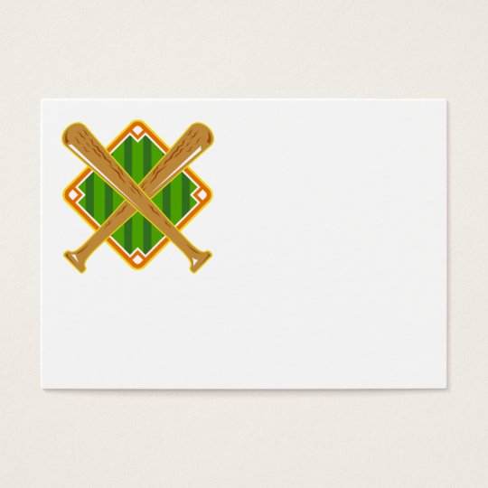 Baseball Diamond Crossed Bat Retro Business Card