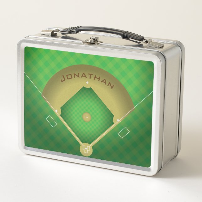 Baseball Diamond Design Metal Lunchbox (Front)