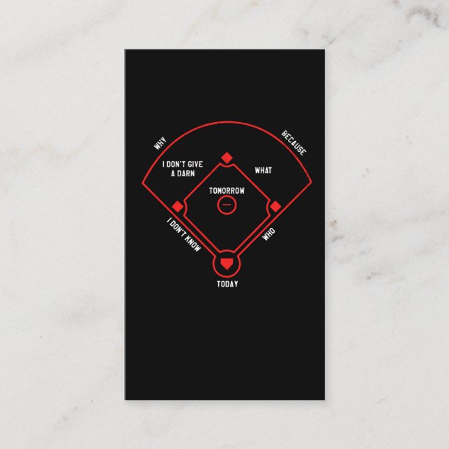 Baseball Diamond Fielding Chart Positions Names Business Card (Front)