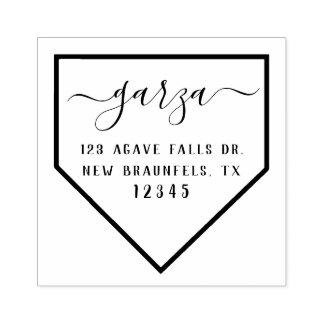 Baseball Diamond Return Address Rubber Stamp