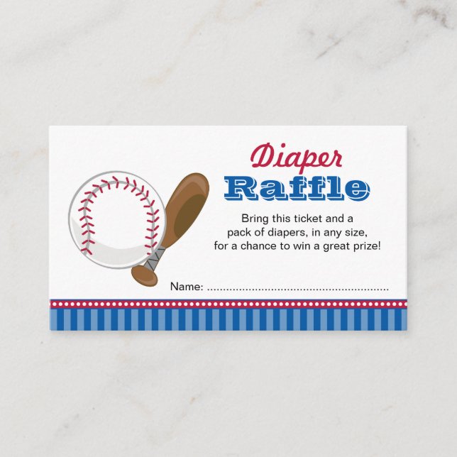 Baseball Diaper Raffle Ticket Enclosure Card (Front)