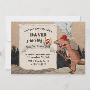 Baseball Dinosaur Boys All-Star Birthday Party Invitation