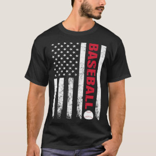 Baseball Distressed American Flag USA Coach Athlet T-Shirt