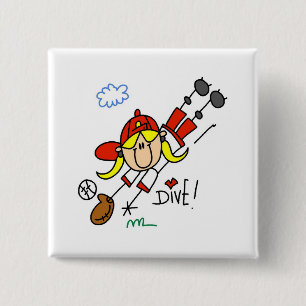 Baseball Dive Girls Softball T-shirts and Gifts 15 Cm Square Badge