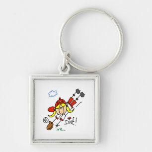 Baseball Dive Girls Softball T-shirts and Gifts Key Ring