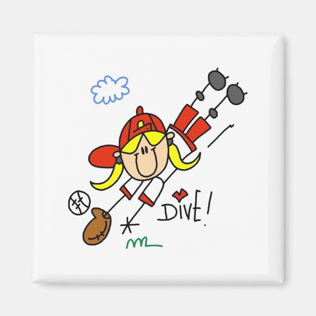 Baseball Dive Girls Softball T-shirts and Gifts Magnet (Front)