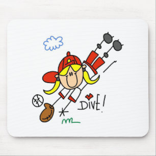 Baseball Dive Girls Softball T-shirts and Gifts Mouse Mat