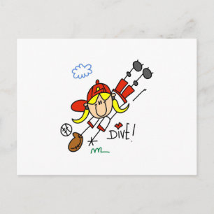 Baseball Dive Girls Softball T-shirts and Gifts Postcard