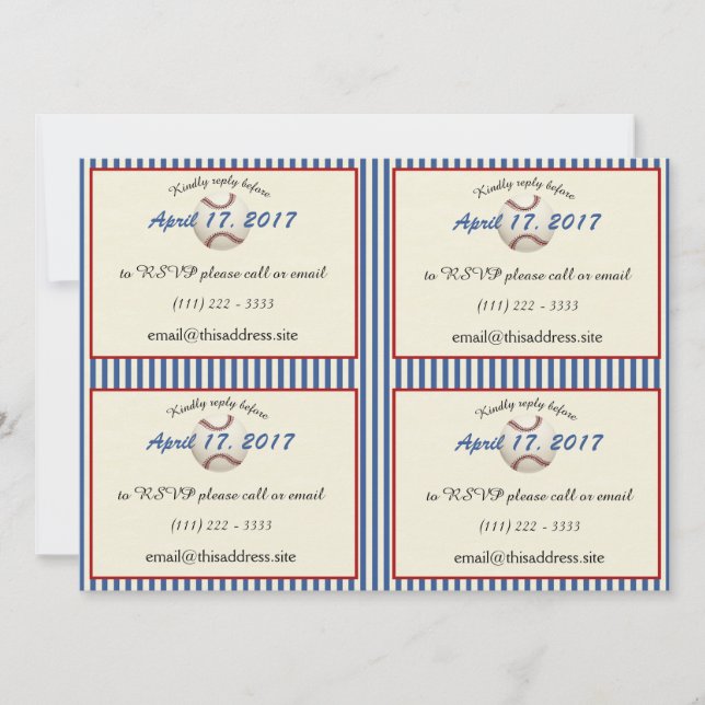 Baseball DIY Information Cards (Front)