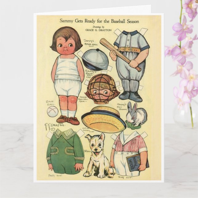 Baseball ⚾ Dolly Dingle Reproduction Paper Doll Card (Orchid)
