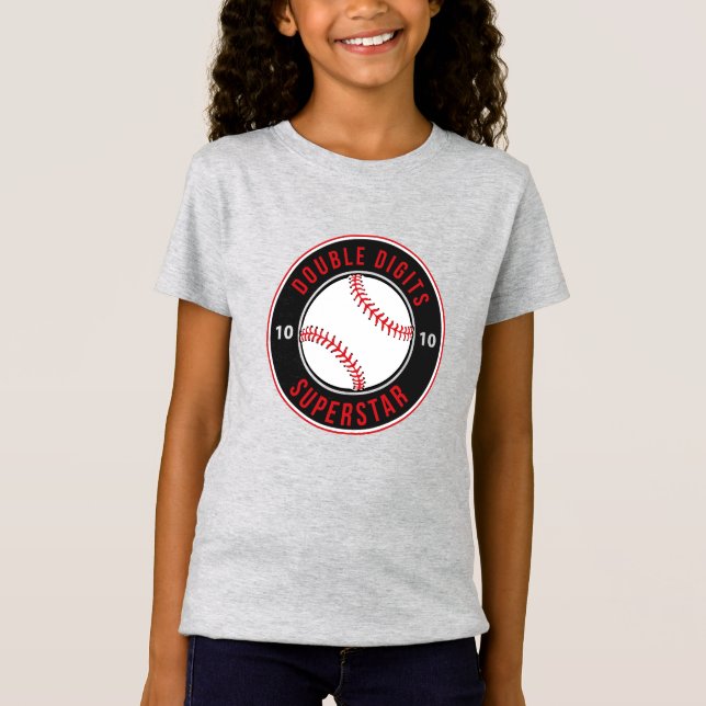 Baseball Double Digits Superstar 10th BIRTHDAY T-Shirt (Front)