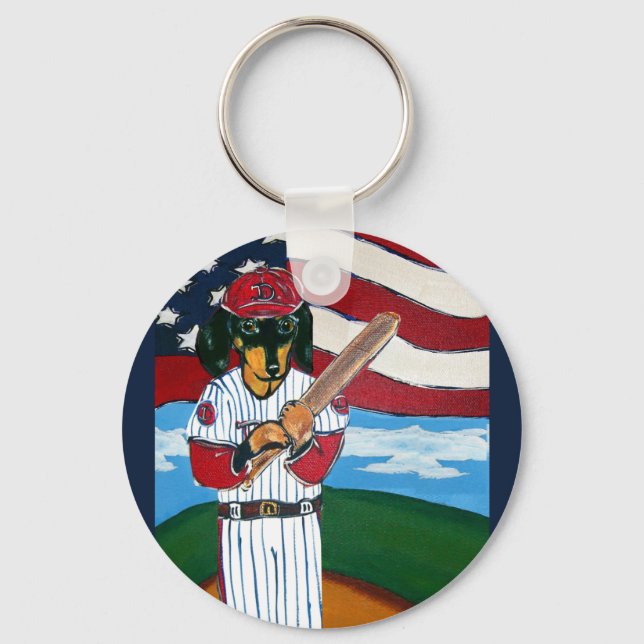 Baseball doxie key ring (Front)