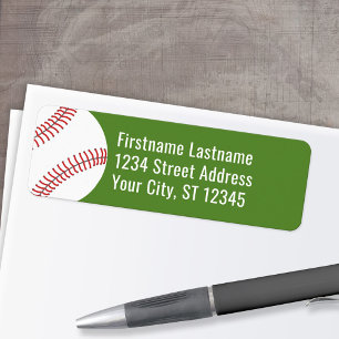 Baseball Drawing with Return Address - green