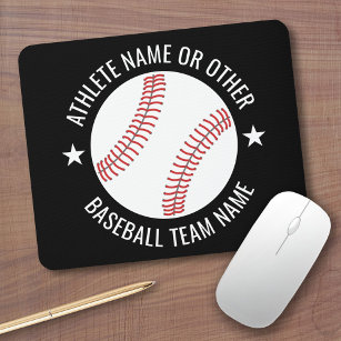 Baseball Drawing with Team and Athlete Name modern Mouse Mat