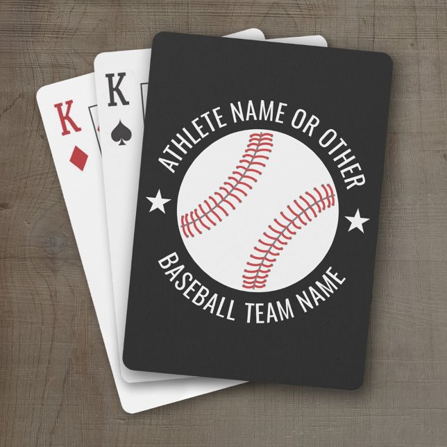Baseball Drawing with Team and Athlete Name modern Playing Cards (Personalized Playing Cards - Sporty Design)