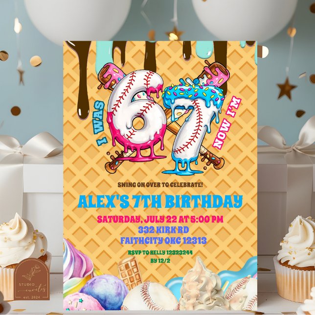 Baseball Drip 67 boy Birthday Party Invitation (Creator Uploaded)