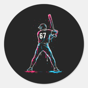 Baseball Drip 6 7 Number 67 Six Seven Meme Mens Bo Classic Round Sticker