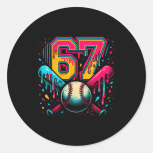 Baseball Drip 6 7 Number 67 Six Seven Meme Mens Bo Classic Round Sticker