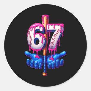 Baseball Drip 6 7 Number 67 Six Seven Meme Mens Bo Classic Round Sticker