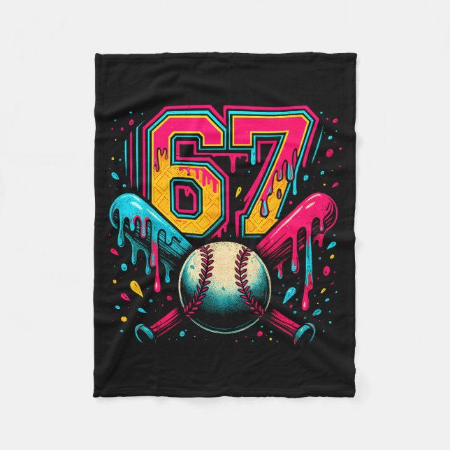 Baseball Drip 6 7 Number 67 Six Seven Meme Mens Bo Fleece Blanket (Front)