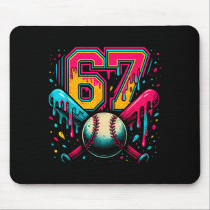 Baseball Drip 6 7 Number 67 Six Seven Meme Mens Bo Mouse Mat
