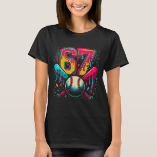 Baseball Drip 6 7 Number 67 Six Seven Meme Mens Bo T-Shirt