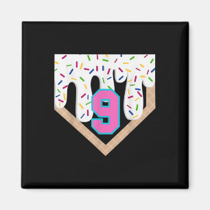 Baseball Drip 9th Birthday Home Plate Boys Youth 9 Magnet