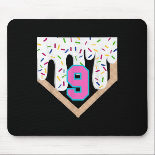 Baseball Drip 9th Birthday Home Plate Boys Youth 9 Mouse Mat