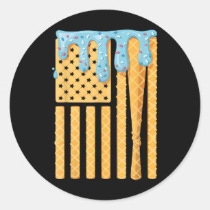 Baseball Drip Bat Boys Dripping Ice Cream American Classic Round Sticker